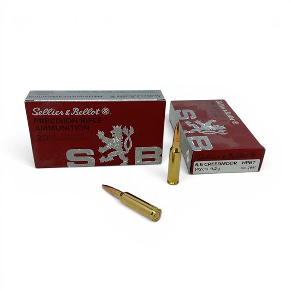 Sellier & Bellot Precision Rifle 6.5 Creedmoor 142 Grain HPBT Ammunition, 40 Rounds