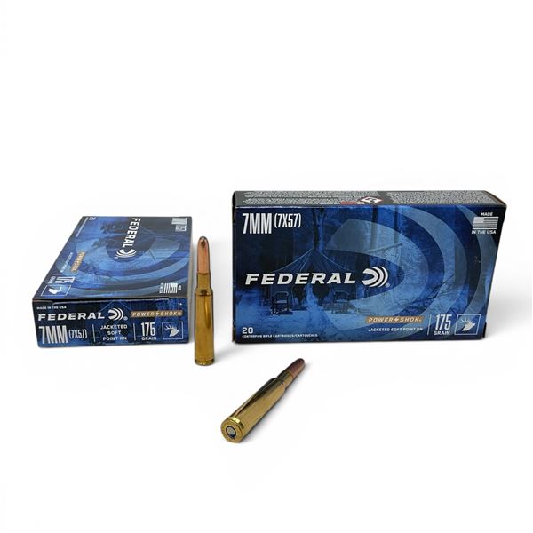 Federal Power Shok 7 mm (7 X 57) 175 Grain JSP Ammunition, 40 Rounds