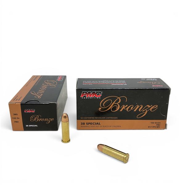 PMC Bronze 38 Spec 132 Grain FMJ Ammunition, 100 Rounds