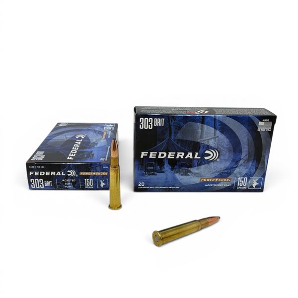 Federal Power Shok 303 Brit 150 Grain JSP Ammunition, 40 Rounds