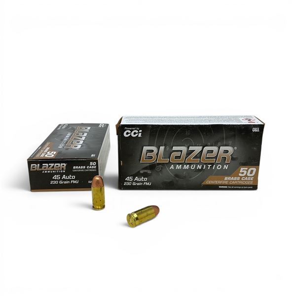 CCI Blazer Brass 45 ACP 230 Grain FMJ Ammunition, 100 Rounds