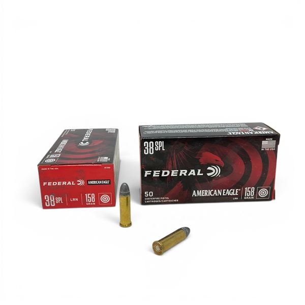 Federal American Eagle 38 Spec 158 Grain LRN Ammunition, 100 Rounds