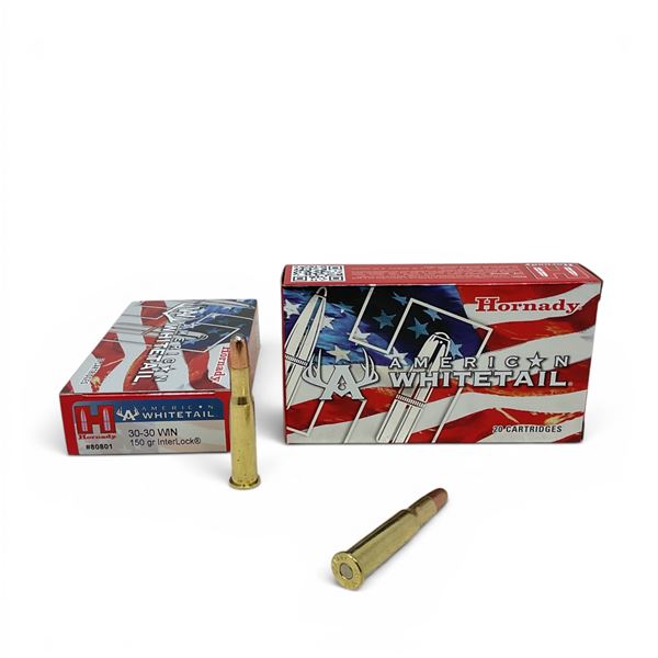 Hornady American Whitetail 30-30 Win 150 Grain Interlock Ammunition, 40 Rounds