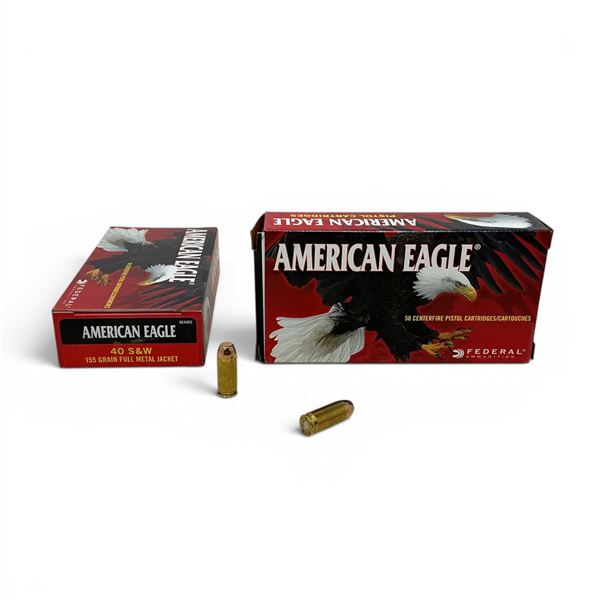 Federal American Eagle 40 S & W 155 Grain FMJ Ammunition, 100 Rounds