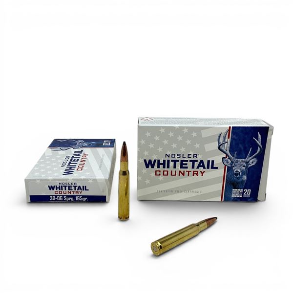 Nosler Whitetail Country 30-06 SPRG 165 Grain Ammunition, 40 Rounds