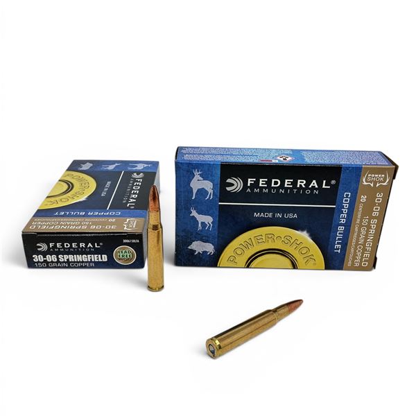 Federal Power Shok Copper Bullet 30-06 SPRG 150 Grain Ammunition, 40 Rounds