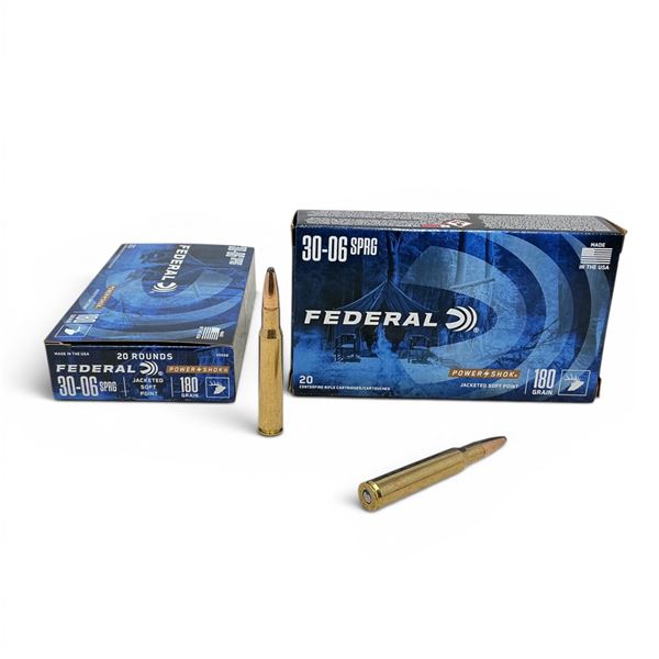 Federal Power Shok 30-06 SPRG 180 Grain JSP Ammunition, 40 Rounds