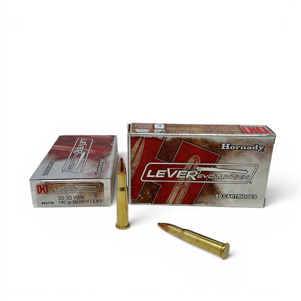Hornady LeveRevolution 30-30 Win 140 Grain Monoflex Ammunition, 40 Rounds