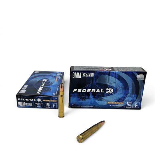Federal Power Shok 8 mm (8 X 57 mm) 170 Grain JSP Ammunition, 40 Rounds