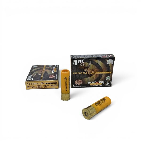 Federal Premium Freight Train Copper 20 Ga 2 3/4" 275 Grain Tipped Sabot Slug Ammunition, 10 Rounds