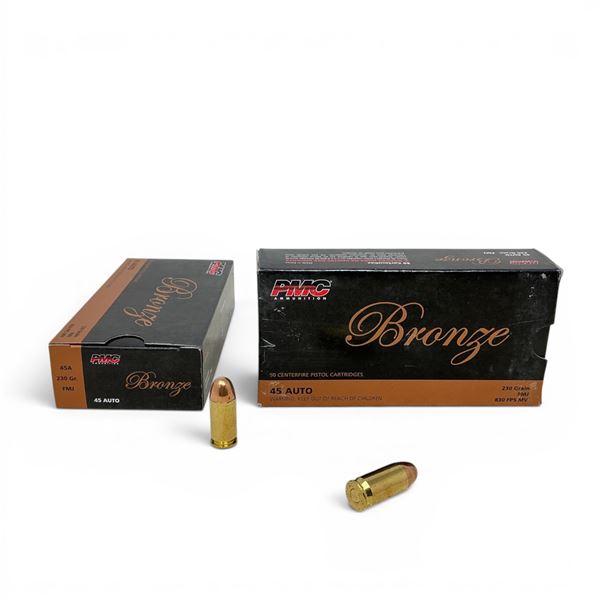 PMC Bronze 45 ACP 230 Grain FMJ Ammunition, 100 Rounds