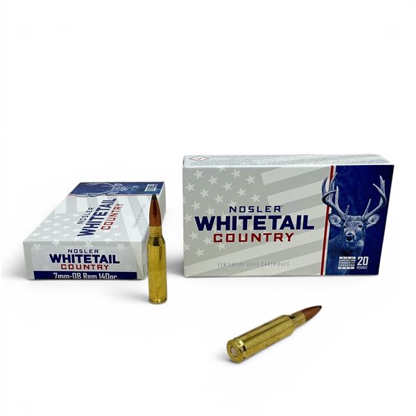 Nosler Whitetail Country 7 mm-08 Rem 140 Grain Ammunition, 40 Rounds