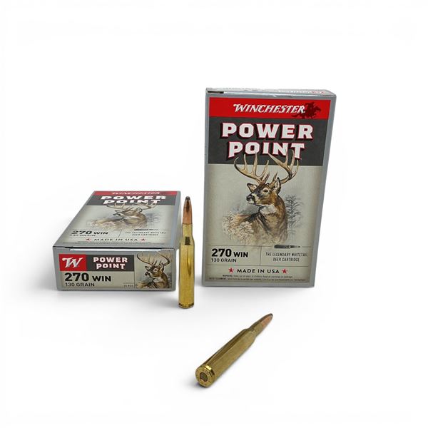 Winchester Power Point 270 Win 130 Grain Ammunition, 40 Rounds