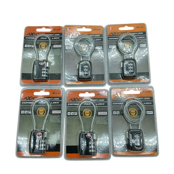 Axiom Combination Cable Lock, Assorted Lengths X 6 Qty