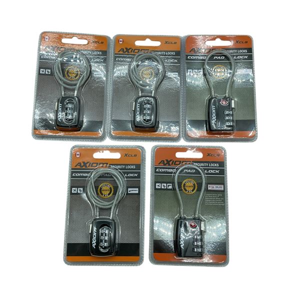 Axiom Combination Cable Lock, Assorted Lengths X 5 Qty
