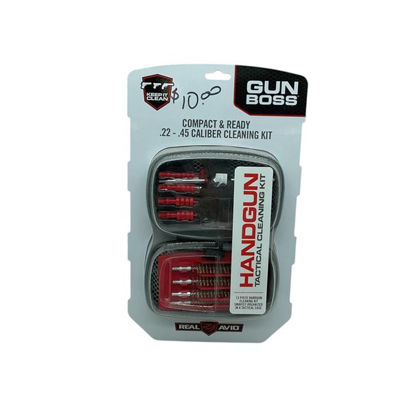 Real Avid Gun Boss Handgun Tactical Cleaning Kit for .22-.45 Caliber with Case