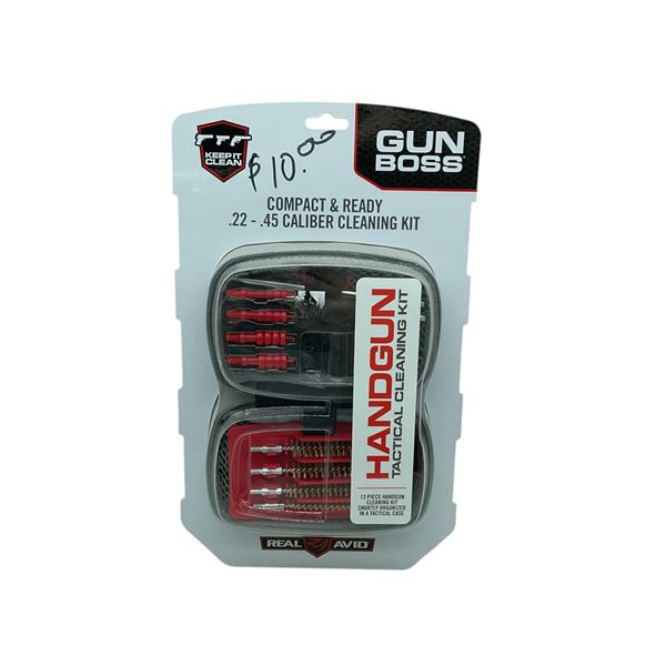 Real Avid Gun Boss Handgun Tactical Cleaning Kit for .22-.45 Caliber with Case