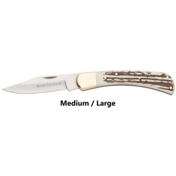 Winchester Large Stag Lockback Knife, 3.8" Blade, New