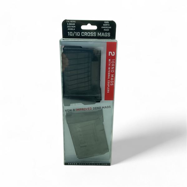 Cross Industries Gen 2 10/10 5.56/ 223 Rem/ 300 BLK 10 Round Pistol Mags X 2 with Integral Couplers