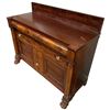 Image 2 : Antique Empire Style Flame Mahogany Sideboard with Glass Door Pulls Added (24" D x 60" W x 43" H)