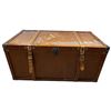Image 1 : Wood Storage Trunk with Leather Straps and Brass Corners (19" x 38" x 18" tall)