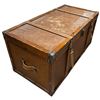 Image 2 : Wood Storage Trunk with Leather Straps and Brass Corners (19" x 38" x 18" tall)