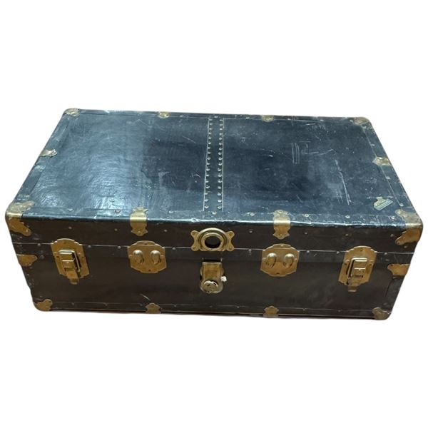 Vintage Metal Clad Storage Trunk (20" x 36" x 14" tall)