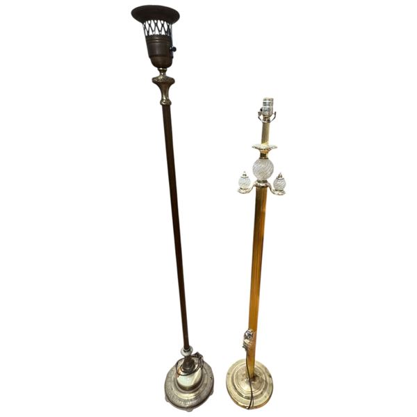 2 Vintage Brass Floor Lamps
