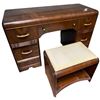 Image 2 : 1930s Waterfall Veneer Dresser and Vanity Table with Stool