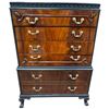 Image 1 : French Provincial Style Flame Mahogany Tall Boy Dresser with Black Edge Detail (21" x 37" x 54" tall