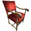 Image 2 : Pair of Baroque Walnut Side Chairs with Red Velvet Upholstery