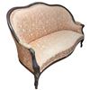 Image 2 : Victorian Style Sette with Satin Finish Floral Upholstery and Carved Wood Frame (62" long)
