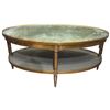 Image 1 : Glass Topped 2-Tier Oval Coffee Table (32" x 48" x 21" tall)