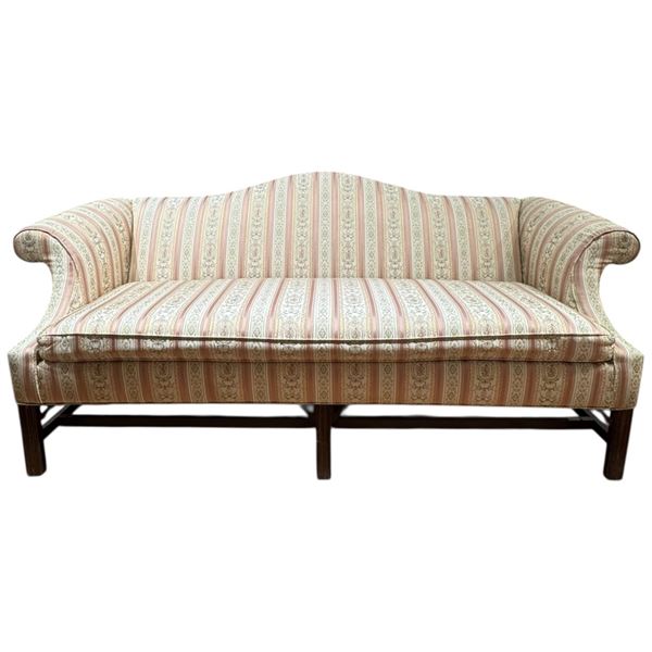 Vintage Traditional Sofa with Pink Jacquard Stripe Upholstery (79" long)