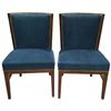 Image 1 : Pair of Vintage Wood Framed Chairs Reupholstered in Blue Velvet