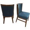 Image 2 : Pair of Vintage Wood Framed Chairs Reupholstered in Blue Velvet