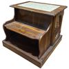 Image 1 : Wood 2 Tier Nightstand with Marble Insert Top and Side Door for Storage (24" x 24" x 20" tall)
