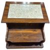 Image 2 : Wood 2 Tier Nightstand with Marble Insert Top and Side Door for Storage (24" x 24" x 20" tall)
