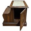 Image 3 : Wood 2 Tier Nightstand with Marble Insert Top and Side Door for Storage (24" x 24" x 20" tall)