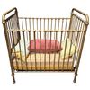 Image 1 : Vintage Metal Baby's Crib - Refinished in Gold-Tone Paint