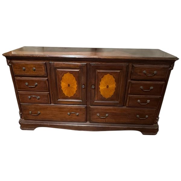 Solid Wood Sideboard - 8 Drawers & 2 Doors Exterior with Interior Drawer (19" x 68" x 38" tall) Miss