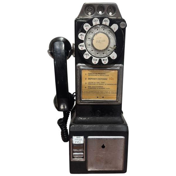Vintage Coin Operated Rotary Dial Pay Phone - No key