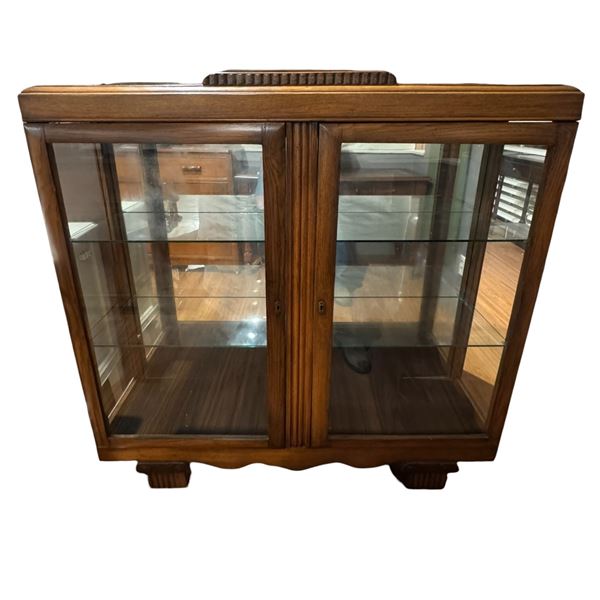 Vintage Solid Wood Glass Door & Sides Curio Cabinet - 2 Interior Shelves (13" X 47" X 47" Tall)