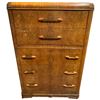 Image 1 : 1940s Waterfall Veneer High Boy Dresser with Brass & Bakelite Handles (18" x 36" x 55" tall)