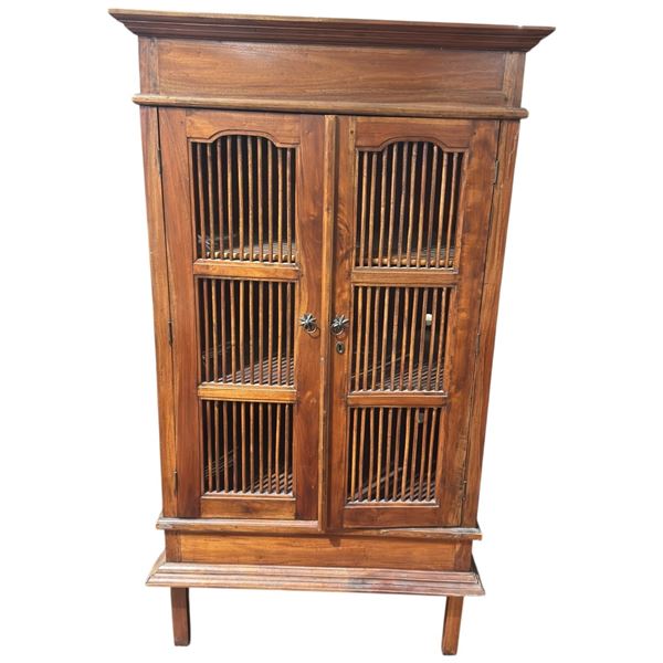 Indonesian Spindle Cabinet with Key (25" x 35" x 75" tall)