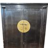 Image 2 : Black Asian Style Cabinet with Brass Fittings - Hinge needs repair (22" x 41" x 69" tall)