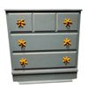 Image 2 : 3 Piece Wood Dresser Set Painted Bright Blue with Starfish Pulls (Vanity Table, 6 Drawer Dresser &