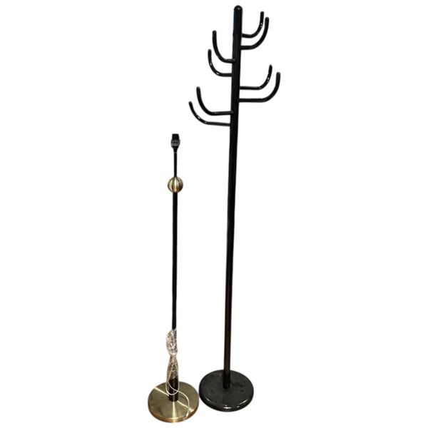 Modern Black Metal Coat Stand and Floor Lamp (no shade)