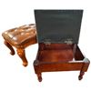 Image 2 : 2 Vintage Foot Stools - The Leather Look Stool has Storage