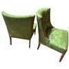 Image 2 : Pair of Vintage Button Back Parlour Chairs with Green Jacquard Upholstery